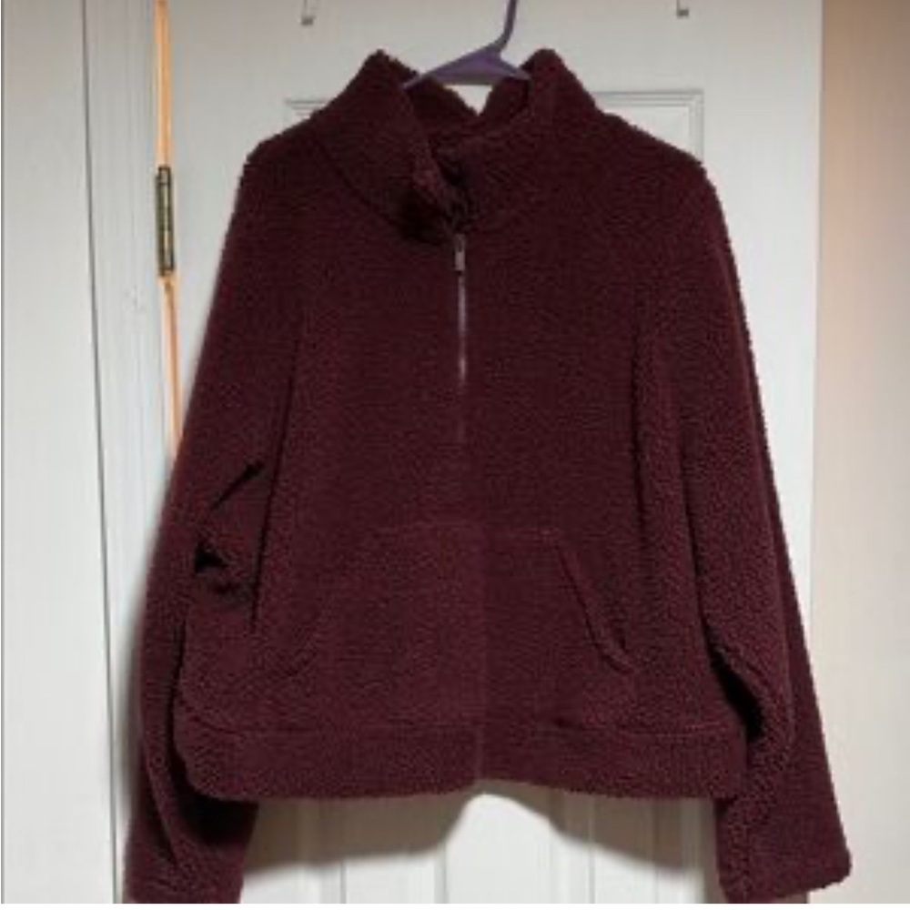 All in Motion Maroon Sherpa Fleece Jacket. Womens XXL - Picture 2 of 11